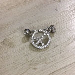 Reverse peace sign belly ring